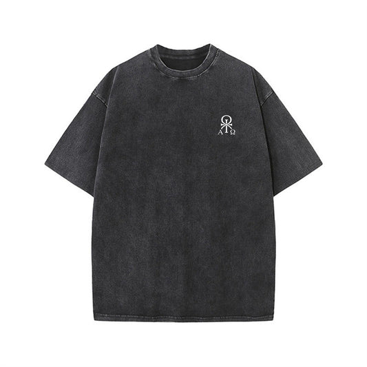 Oversize-T-Shirt – “Dead to This World, Alive in Christ” - Schwarz/Grau