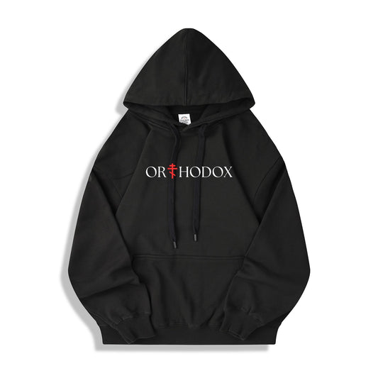 ORTHODOX Hoodie – Statement für Glauben und Stärke - Schwarz/Weiss