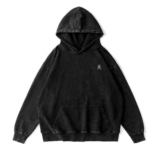 Oversized-Hoodie – “Dead to This World, Alive in Christ” - Schwarz/Grau
