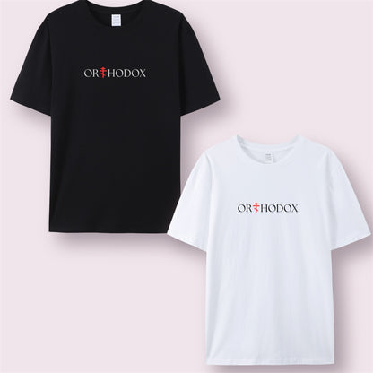 ORTHODOX T-Shirt – Statement für Glauben und Stärke - Schwarz/Weiss