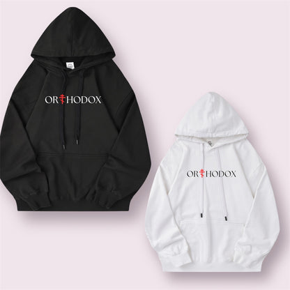 ORTHODOX Hoodie – Statement für Glauben und Stärke - Schwarz/Weiss
