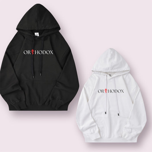 ORTHODOX Hoodie – Statement für Glauben und Stärke - Schwarz/Weiss