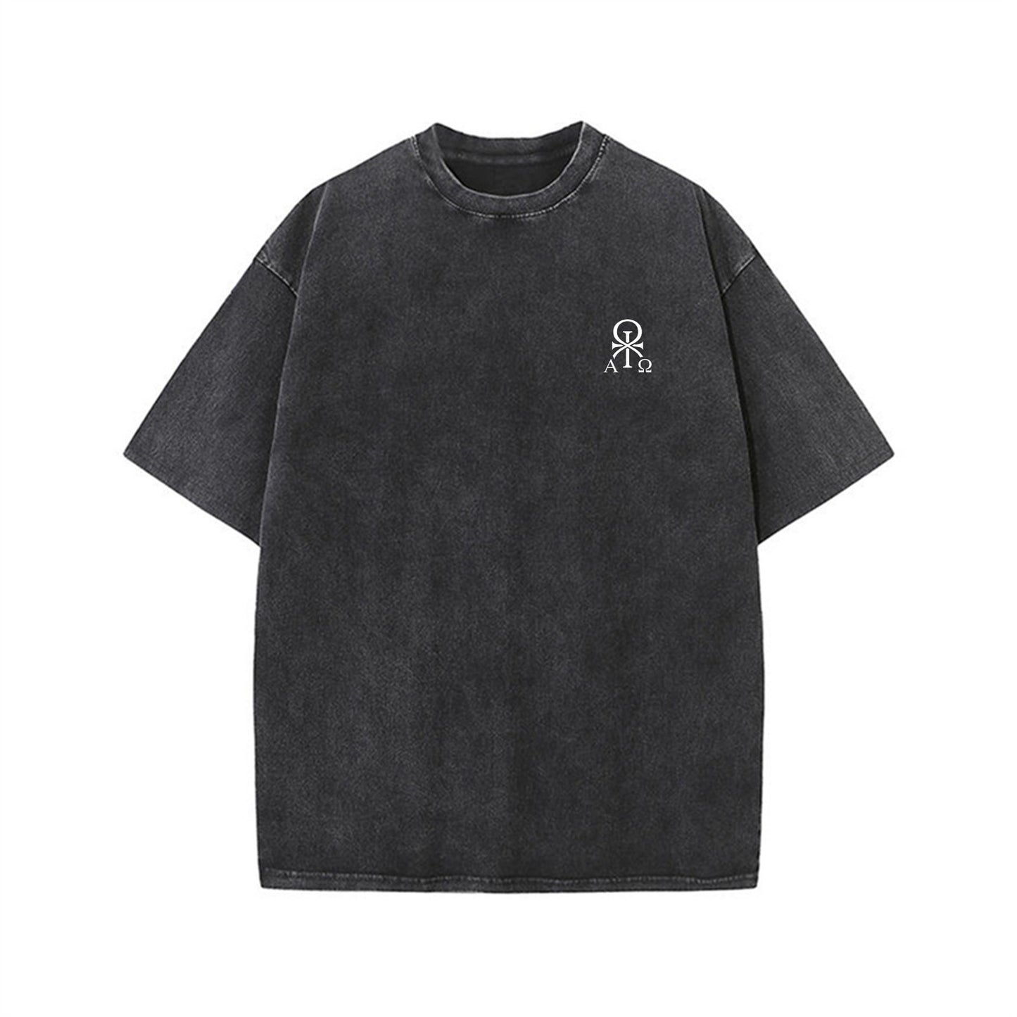 Oversize-T-Shirt – “Dead to This World, Alive in Christ” - Schwarz/Grau