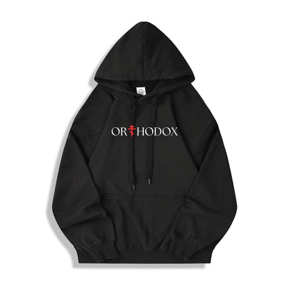 ORTHODOX Hoodie – Statement für Glauben und Stärke - Schwarz/Weiss