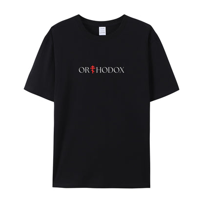 ORTHODOX T-Shirt – Statement für Glauben und Stärke - Schwarz/Weiss